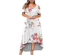 Kleid in Übergröße für Damen, schulterfrei, kurzärmlig, Party-Damenkleider, mit Blumenmuster, Rock, Kleider für Hochzeitsgäste