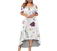 Kleid in Übergröße für Damen, schulterfrei, kurzärmlig, Party-Damenkleider, mit Blumenmuster, Rock, Kleider für Hochzeitsgäste