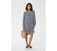 KAFFE Kleid KAmarana Damen Kleid Shirt Print Lang Arm V-Ausschnitt Knopf Shirtkleid 44, Midnight Chalk Graphic