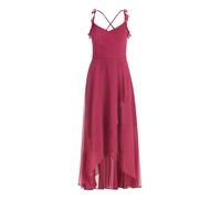 Abendkleid VERA MONT "Damen mit Volant", Damen, Gr. 40, Normalgrößen, schwarz fuchsia, Chiffon, Obermaterial: 100% Polyester. Futter: 100% Polyester, A-Linie lang, V-Ausschnitt, Kleider Abendkleid, Wi