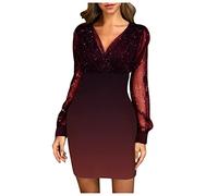 Kleid Langarm Damen Rockabilly Kleider Ballkleider Damen Lang Festliche Kleider Für Damen Kleider Damen Herbst Winter Abendkleider Elegant Für Hochzeit Strickkleid Brautkleid Weihnachtskleid