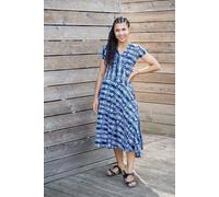 Kleid Lia Summer - luftig & asymmetrisch aus Viskose - blau-weiß mit KOKOworld Print - Fair in EU produziert blue L/XL