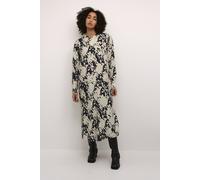 KAFFE Women's Shirt Dress Long Sleeves Round Neck Maxi Length Casual Fit
