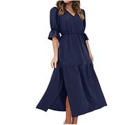 Kleid Mädchen Festlich SchöNe Sommer Kleid für Frauen Sommerkleider Damen Knielang Festlich Sommerkleider Damen Leicht und Luftig Sommerkleider Damen Kurz Weiß Kleid Schick Damen Sommerkleid Dame