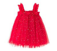 Kleid Mädchen Prinzessin Partykleid Pailletten Midikleid A-Linie Stretch Tüllkleid Freizeit Kleid Festliche Leicht Freizeitkleider Elegant Abendkleid Weiche Abendkleider Red 110
