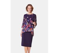 Kleid mit floralem Chiffonüberwurf lila 42
