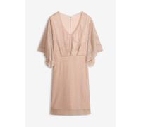 Midikleid BONPRIX, Damen, Gr. 48/50 (XL), N-Gr, beige (rose, silber), Obermaterial: 75% Polyester, 25% metallisierte Fasern. Futter: 100% Polyester, oversize, Kleider Midikleid, Oversize-Passform, Kur