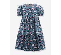 Jerseykleid HAPPY GIRLS, Mädchen, Gr. 110, N-Gr, bunt (dove blau), Jersey, Obermaterial: 95% Baumwolle, 5% Elasthan, bedruckt, Basic knieumspielend, Rundhals, Puffärmel mit Gummizug, Kleider Jerseykle