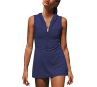 Kleid mit Kapuze Damen Kurz Sommerkleid Mini Ärmellos Elegant Jersey Kleid Casual Kleider Reißverschluss Vorne Sommerkleider Damen Leicht Und Luftig Minikleid A Linie Sportliches Strandkleid