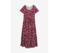 Maxikleid BONPRIX, Damen, Gr. 46, N-Gr, rot (bordeaux geblümt), Obermaterial: 100% Baumwolle, lässig geschnitten, Kleider Maxikleid, aus reiner Baumwolle, Loose Fit, Kurzarm-Design, mit Allover-Muster
