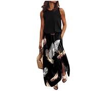 Kleid Mit Schlitz Maxikleider Damen Sommer Blumen Sommerkleid Damen Lang Luftige Sommerkleider Elegant A Linie Lange Kleider Frauen Elegante Damenkleider Ärmellos Maxi Strandkleid