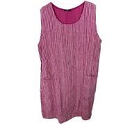 Kleid ohne Ärmel Sommerkleid lang aus Baumwolle gestreift Knielang Strandkleid mit Taschen Made in Italy