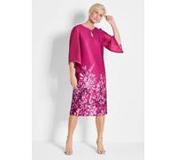 Sommerkleid GOLDNER "Pinkes elegantes Kleid mit 3/4-Arm aus Chiffon", Damen, Gr. 38, N-Gr, pink (pink, geblümt), Obermaterial: 96% Polyester PES. 4% Elasthan EL., gerade, Asymmetrisch, Kleider Sommerk