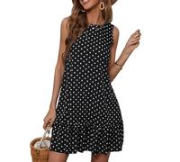 Kleid Punkte Damen Kurz Rüschen Sommerkleid Damen Leicht A Linie Strandkleid Gepunktet Ärmellos Sommerkleider Leicht Und Luftig Strandkleid Schicke Minikleid Frauen Sommer Volant Boho Kleider