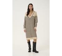 Midikleid KAFFE "Kleid KAjuno", Damen, Gr. XL, N-Gr, beige (feather gray mel, schwarz stripe), Obermaterial: 45% Polyester PES. 38% Nylon NY. 10% Polyacryl PAN. 5% Wolle mw. 2% Elasthan EL., Kleider M