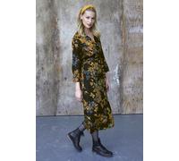 KAFFE Kleid KAmilana Damen Kleid Maxi Print Langarm V Ausschnitt Shirtkleid Black deep 42