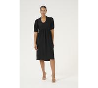 Midikleid KAFFE "Kleid KAveneda", Damen, Gr. XS, N-Gr, schwarz (schwarz deep), Obermaterial: 98% Polyester PES. 2% Elasthan EL., Kleider Midikleid (29991063-XS) schwarz deep