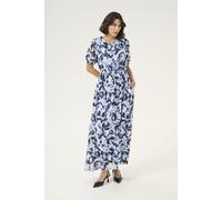 Midikleid KAFFE "Kleid KAelina", Damen, Gr. 36, N-Gr, blau (blau flower print), Obermaterial: 100% Polyester PES., Kleider Midikleid (39289325-36) blau flower print