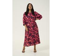 Midikleid KAFFE CURVE "Damen Kleid KCmaddi", Damen, Gr. 48, N-Gr, rot (rot tone graphic print), Obermaterial: 85% Viskose LENZING ECOVERO CV LenzEcov. 15% Nylon NY., Kleider Midikleid (93992251-48) ro