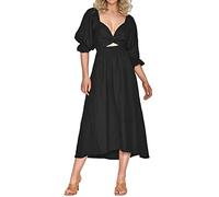 Kleid Rot Damen - Damen Krawatte Seil GüRtel RüSchenbesatz ÄRmel Multi Wear Mode Elegantes Kleid Kleid Damen Blau