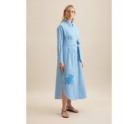 Sommerkleid SEIDENSTICKER "Schwarze Rose", Damen, Gr. L (40), Normalgrößen, blau, 100% Baumwolle, gestreift, oversize, Langarm, Kleider, Langarm Kragen Streifen (58954008-40) blau