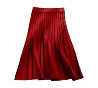 Kleid Strick Damen Schlankmachender Unregelmäßiger Schnürrock Mittellang Groß Swing A-Linie Rock O Damen Kleid