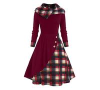 Kleid Winter Damen, Hoodie Damen Pullover Kleider Langarm Kariertes Patchwork Strickkleid mit Kapuze Winter Casual Dress große Größe Sweatkleid Longpullover Freizeitkleid Winterkleid