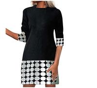 Kleid Winter Damen Vasreyy Winterkleid Damen Langarm Warm Strandkleid Patchwork Langarm Kurz Kleid Freizeit Blusenkleid Sexy Partykleid Elegant Tunikakleid Herbst Winter Minikleid Freizeitkleid