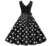Kleider 50er Style,Rockabilly Kleider Damen 50er 60er Jahre Kurzarm Polka Dots Coctailkleid Vintage Swing Fashion Kleider Hochzeit Festlich Knielang Kleid Tunika Partykleid Ballkleid Faltenrock