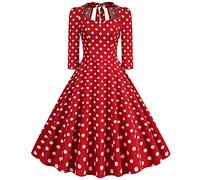 Kleider Ab 50 Jahre,Rockabilly Kleider Damen 50er 60er Jahre Kurzarm Polka Dots Coctailkleid Vintage Swing Fashion Kleider Hochzeit Festlich Knielang Kleid Tunika Partykleid Ballkleid Faltenrock