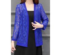 Kleider Damen Festlich,Damen-Bolero Mit Spitzen-Blumenmuster, Hohl, Kurze Oberteile, Gehäkelte Langarm-Strickjacke, Vorne Offen, Durchsichtig, Schulterjacke, Umhang, Abendparty, Überzug Für Kleider,