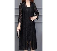 Kleider Damen Festlich,Damen-Strickjacke, Elegant, Spitze, Blumenmuster, Hohl, Lange Strickjacke, Durchsichtig, Bolero-Shrugs, 3-/4-Ärmel-Cardigan, Vorne Offen, Mesh-Shrugs-Tops, Jacke, Abendmode, B