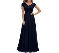 Kleider Damen Festlich Elegant Maxi Lang Abendkleid V-Ausschnitt Hochzeit Brautjungfernkleider Cocktailkleid Festliche Kleider Brautjungfernkleid Abschlusskleid Chiffon Spitzenkleid