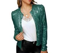 Kleider Damen Festlich,Eleganter Bolero Für Damen Mit Glänzendem Pailletten-Design, Kurze Oberteile, Lange Ärmel, Strickjacke, Vorne Offen, Durchsichtig, Schulterjacke, Umhang, Abendparty, Überzug F