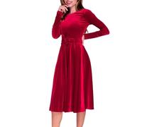 Kleider Damen Festlich, Sexy Lang A Linie Langarm Cocktailkleid Winterkleid Elegant Locker Winter Herbst Festliche Kleider Samtkleid Glitzer Schick Weihnachtskleid Partykleid