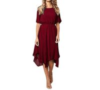 Kleider Damen Glitzer Kleider Damen Kleider Damen Glitzer kurz (C1-27-Weinrot, 36)