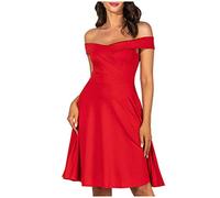 Kleider Damen Knielang Langarm Kleider Damen kurz Sommer Kleider Damen kurz sexy Abendkleider Cocktailkleid Partykleid (B2-46-Weinrot, 38)