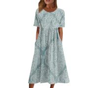 Kleider Damen Sommer Sommerkleider Damen Leicht Und Luftig Boho Kleid Mit Taschen Blumenkleid Strandkleid Blumen A Linie Leichtes Freizeitkleider Frauen Luftiges Strandkleider Mit Ärmel
