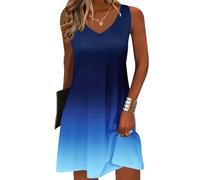 Kleider Damen Sommer Sommerkleider Sommerkleid Boho A-Linien Kleid Strandkleid Summer Dress for Women Kurz Süße Kurze Kleider Frauen Kurzes Bohemian Kleid Strandkleider Damen Sommer Casual Blau 3XL