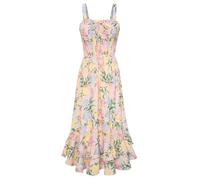 Kleider Damen Strandkleid Blumendruck Freizeitkleid Swing Trägerkleid Boho Kleid Maxikleid XL Bunt Blumen