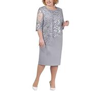 Kleider für Mollige Frauen Festlich Midikleid Festkleider Übergröße Ab 50 Jahren Chiffonkleid Elegant Wickelkleid Große Größen Bauchweg Cocktailkleid a Linien Hochzeit Abendkleid