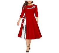 Kleider Für Mollige Frauen,Festliche Kleider Für Hochzeit Damen Große Größen Abendkleid Vintage A Linie Knielang Ballkleid Frauen Langarm Elegante Abschlusskleider Schick Kleid