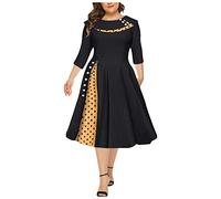 Kleider Für Mollige Frauen,Festliche Kleider Für Hochzeit Damen Große Größen Abendkleid Vintage A Linie Knielang Ballkleid Frauen Langarm Elegante Abschlusskleider Schick Kleid