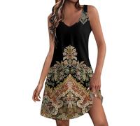 Kleider Für Teenager V-Ausschnitt Sommerkleid Kleidung Trägerkleid Damen Hohe Taille Strandbekleidung Damen Schöne Damen Kleider Sommer Elegant Kurzes Elegante Sommerkleider Damen(3-Yellow,XL)