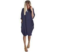 Kleider Lose Sweatkleid Damen Langarm,Kanpola Frauen beiläufige Blusen Tuniken Oversized Shirt 3/4 Ärmel Knielänge Kleid Elegant Blusenkleid Herbst Winter