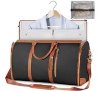 Kleider Seesack, Faltbare Sport Reisetasche Mit Schuhfach, Wasserdichter Kleidersack, Wasserdichter Kleidersack, Tragetasche Aus PU Leder, Reise Damen Sporttasche Faltbar Weekender Anzug (Schwarz)