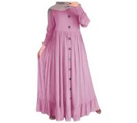 Kleider Sommer Lang, Kleid Leinen Damen Sommer Boho Style Baggy Baumwollkleid Musselinkleid Knielang Leinen Sommerkleid Freizeitkleider a Linie Baggy Luftige Sommerkleider Strandkleid