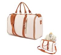 Kleidersack, Reisetasche, Anzug-Reisetasche Für Die Reise, Große Reisetasche Aus PU-Leder,Wasserdichte Kleidersäcke Für Die Reise Mit Integriertem Schuhfach, 3-in-1-Hängekoffer,Anzug-Reisetaschen,Weiß