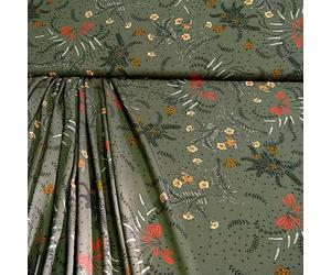 Kleiderstoff Blusenstoff khaki-multicolor