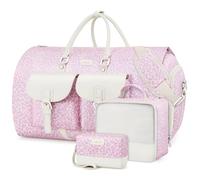 Kleidertasche für Reisen, wandelbare Handgepäcktasche, Reisetasche für Damen und Herren, große Wochenendtasche mit Schuhtasche, 2-in-1, zum Aufhängen, Anzugtasche, Reisetasche, 3-teiliges Set, Pink 2
